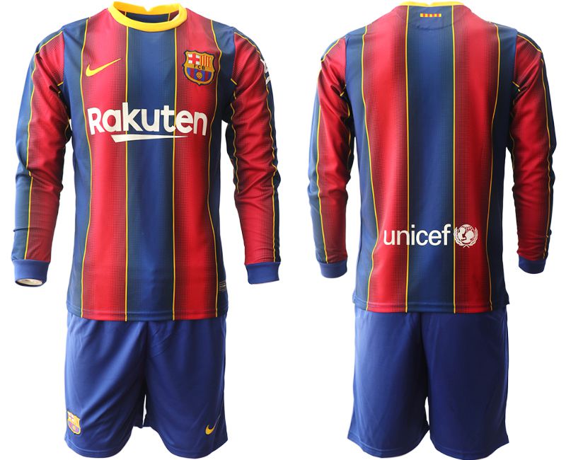 Men 2020-2021 club Barcelona home long sleeve red Soccer Jerseys